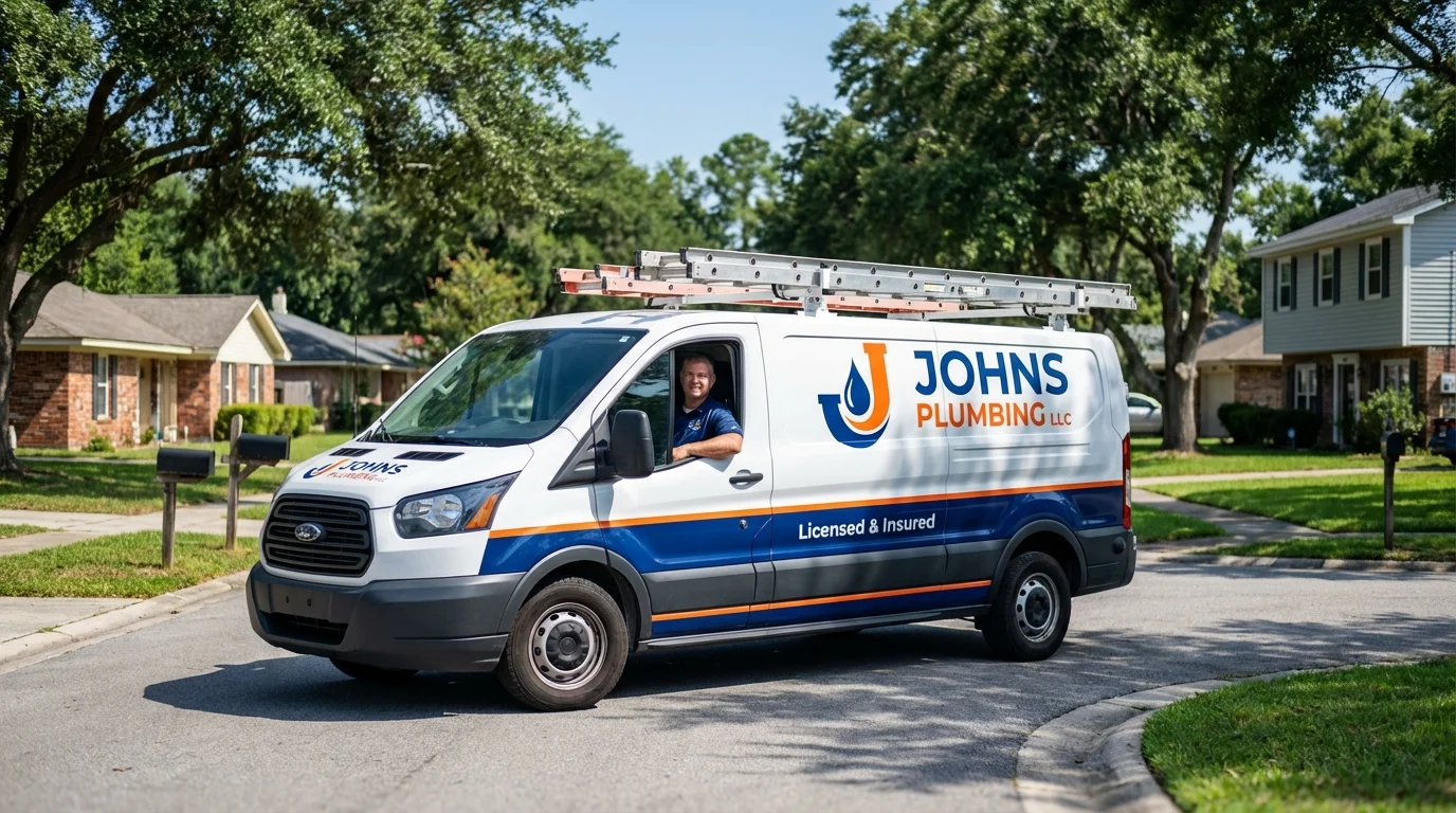 Johns Plumbing LLC service van in Solomon, KS
