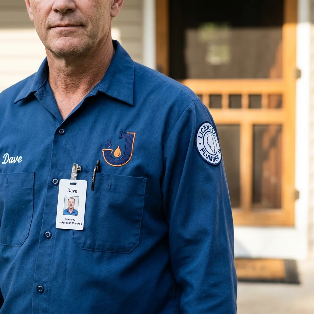 Licensed plumber showing ID badge in Solomon, KS