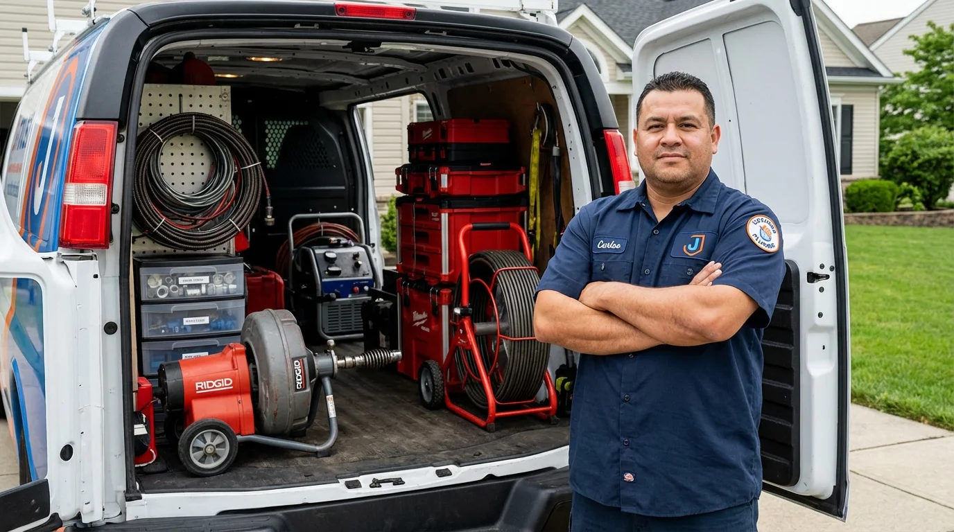 Professional drain cleaning equipment and Johns Plumbing LLC plumber in Solomon