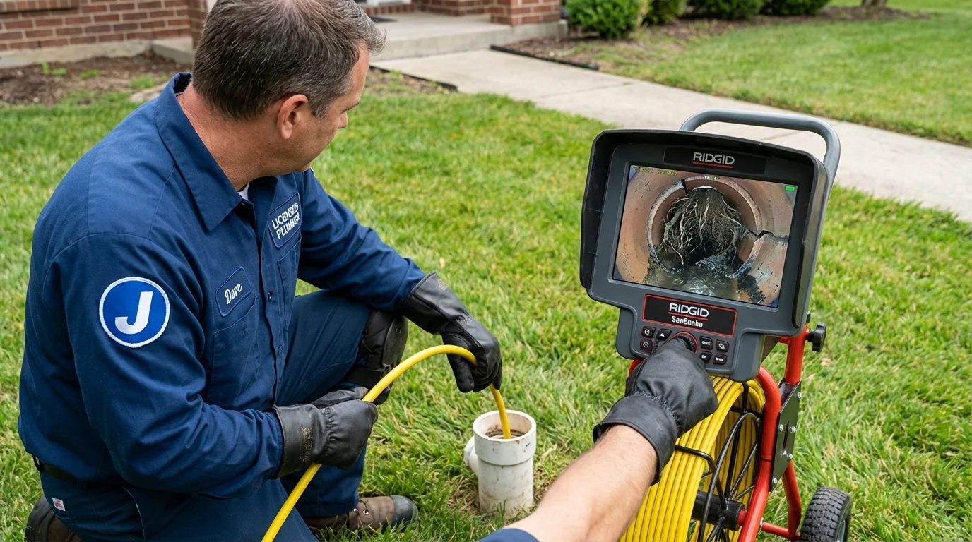 Sewer camera inspection being performed by Johns Plumbing LLC in Solomon
