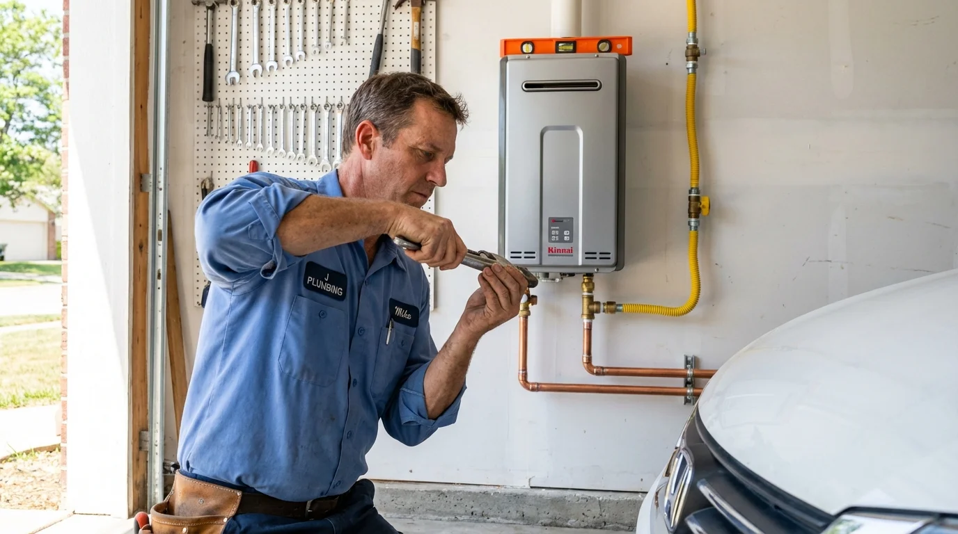 Tankless water heater installation by a Johns Plumbing LLC plumber in Solomon